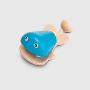fish blue 300x300 - קסטנייטת דג קטנה מעץ - כחול