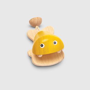 yellow fish 1 300x300 - קסטנייטת דג קטנה מעץ - צהוב